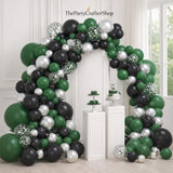 Dark Green Black Silver Balloon Arch Garland Kit, Sports Birthday Party Decor