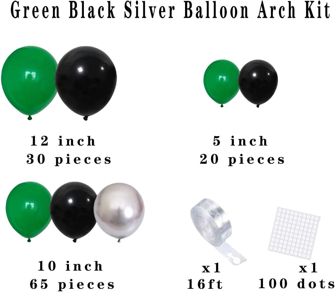 Forest Green Black Silver Balloon Arch Garland Kit, Party Decor