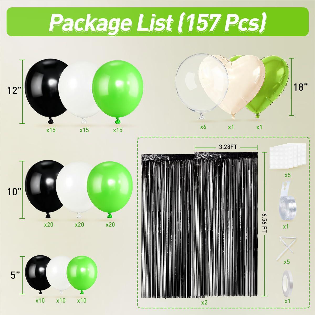 Black White Lime Green Balloon Arch Garland Kit, Birthday Party Decor