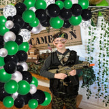 Dark Green Black Silver Balloon Arch Kit, Video Game Football Party Garland