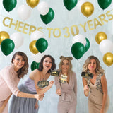 Dark Green Gold Balloon Arch Kit, White Metallic Garland, Birthday Wedding Party Decor