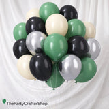 Green Black Silver Balloon Kit, Metallic Party Balloons, Graduation Soccer Gaming Shower Decor