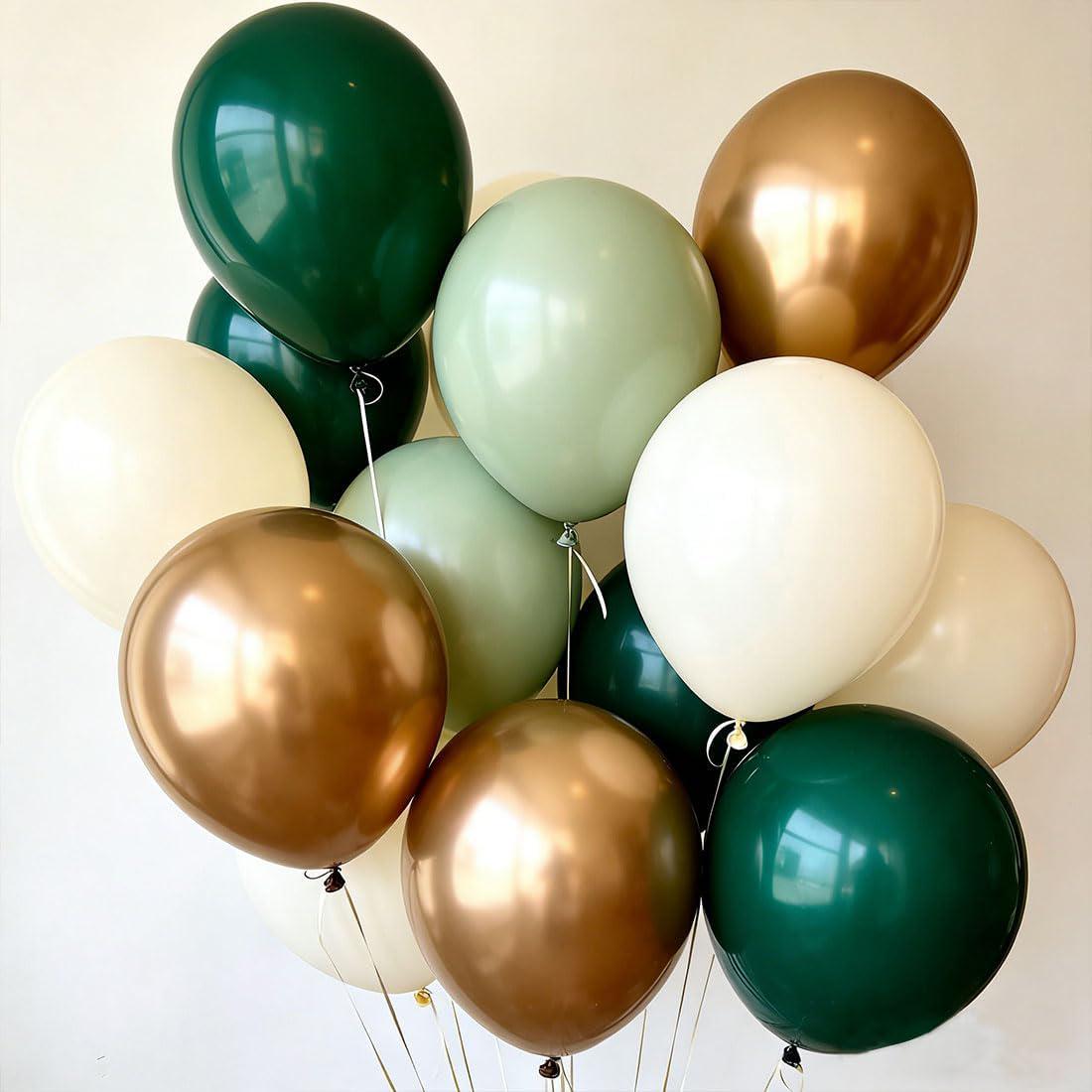 Emerald Green Gold Balloon Arch Kit, Sage Olive White Garland, Jungle Safari Party Decor