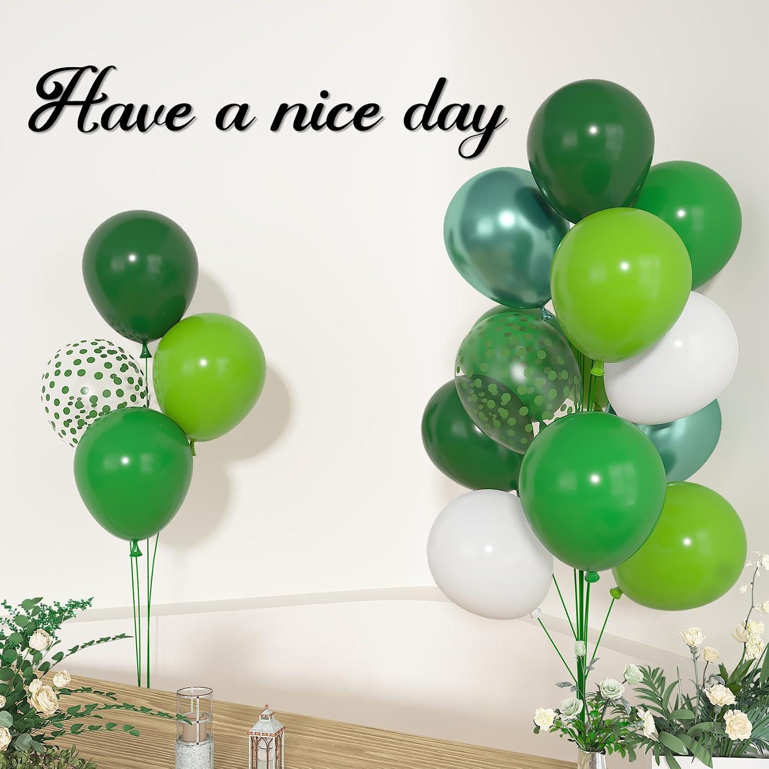Green Balloon Set, Emerald Lime Forest Confetti Party Decor