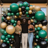 Emerald Black Gold Balloon Arch Garland, Double Stuffed Jungle Party Decor