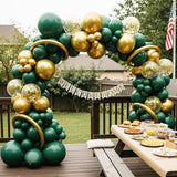 Double Stuffed Emerald Green Gold Balloon Arch Kit, Safari Wedding Party Decor