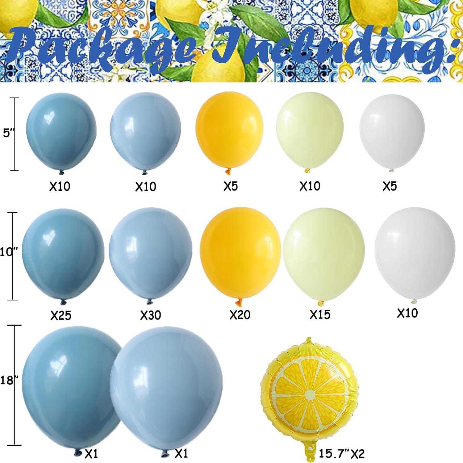 Lemon Balloon Arch Kit | Blue Yellow White Garland for Parties