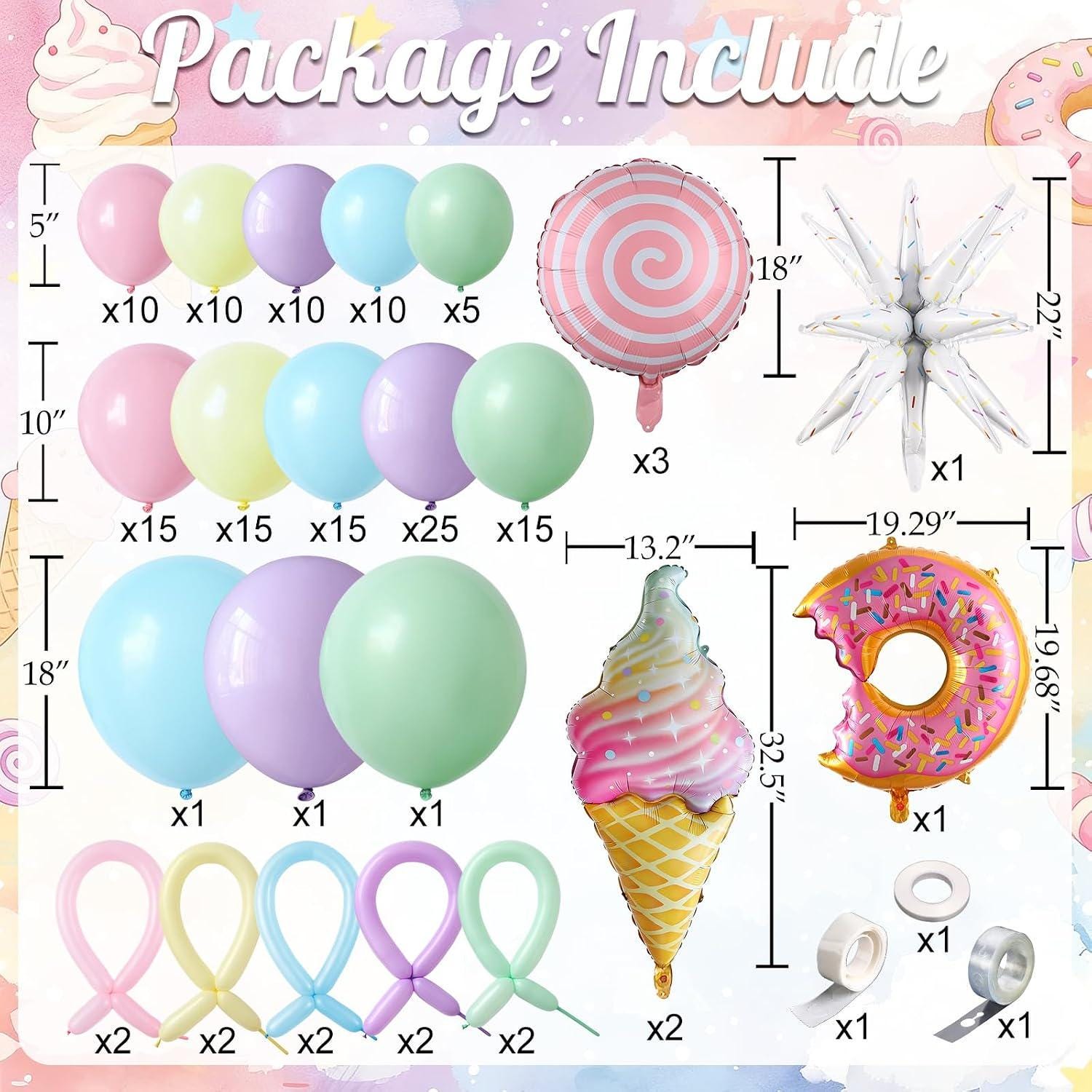 Ice Cream Balloon Garland Kit | Pastel Candyland Arch, Sweet One Birthday Decorations