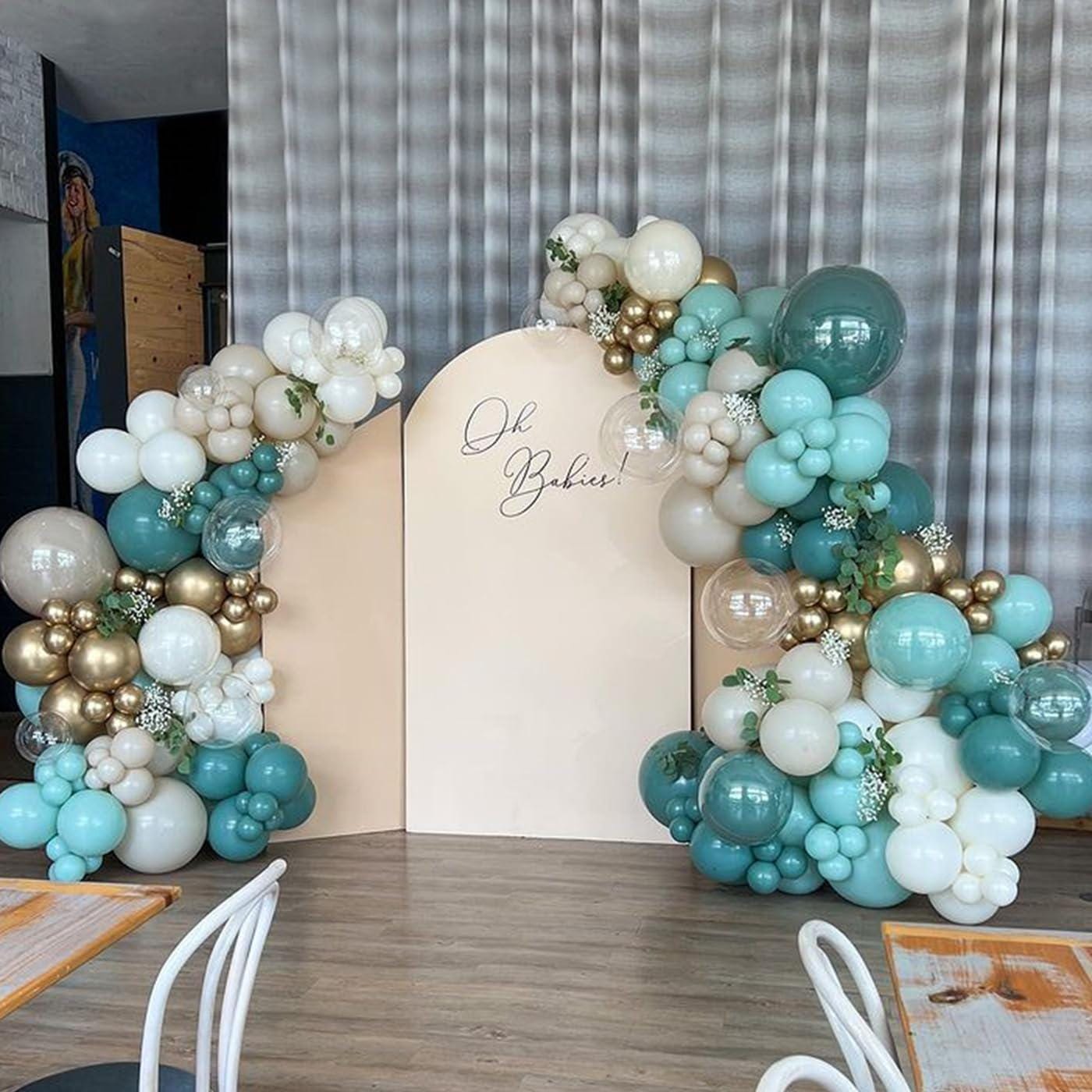 Teal Balloon Arch Garland Kit | Turquoise, Sand, White, Gold Beach Party Decor