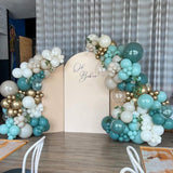 Teal Balloon Arch Garland Kit | Turquoise, Sand, White, Gold Beach Party Decor
