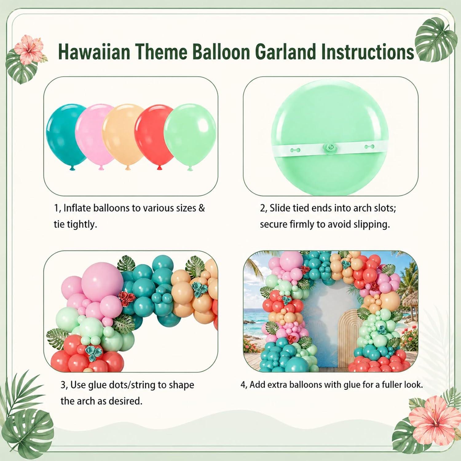 Hawaiian Balloon Garland Kit | Tropical Coral Blush Pink Luau Arch Party Decor
