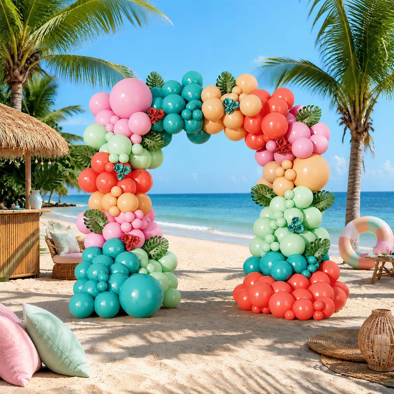 Hawaiian Balloon Garland Kit | Tropical Coral Blush Pink Luau Arch Party Decor