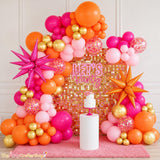 Pink Orange Balloon Garland Kit | Hot Pink Gold Arch, Star Foil Summer Party Decor