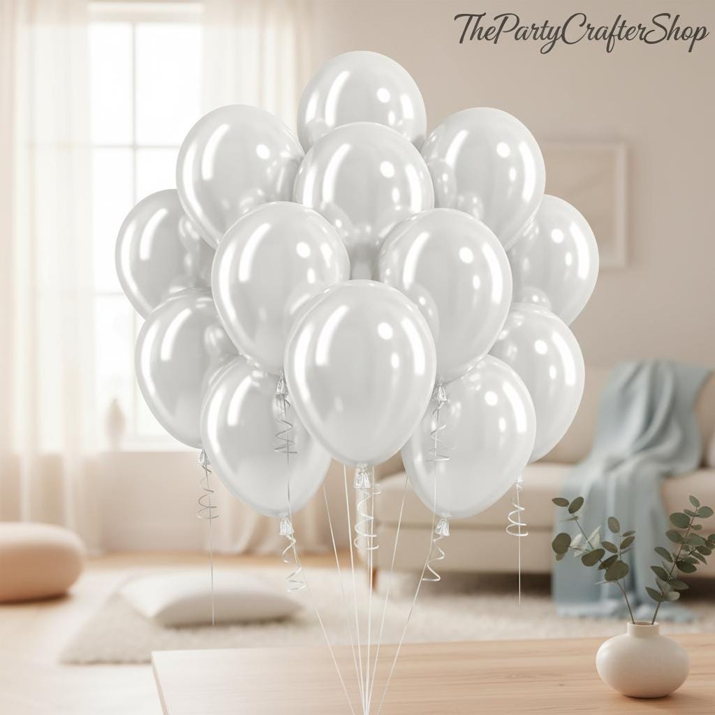 Pearl White Latex Balloons, 12 Inch Pearlescent Party Decoration