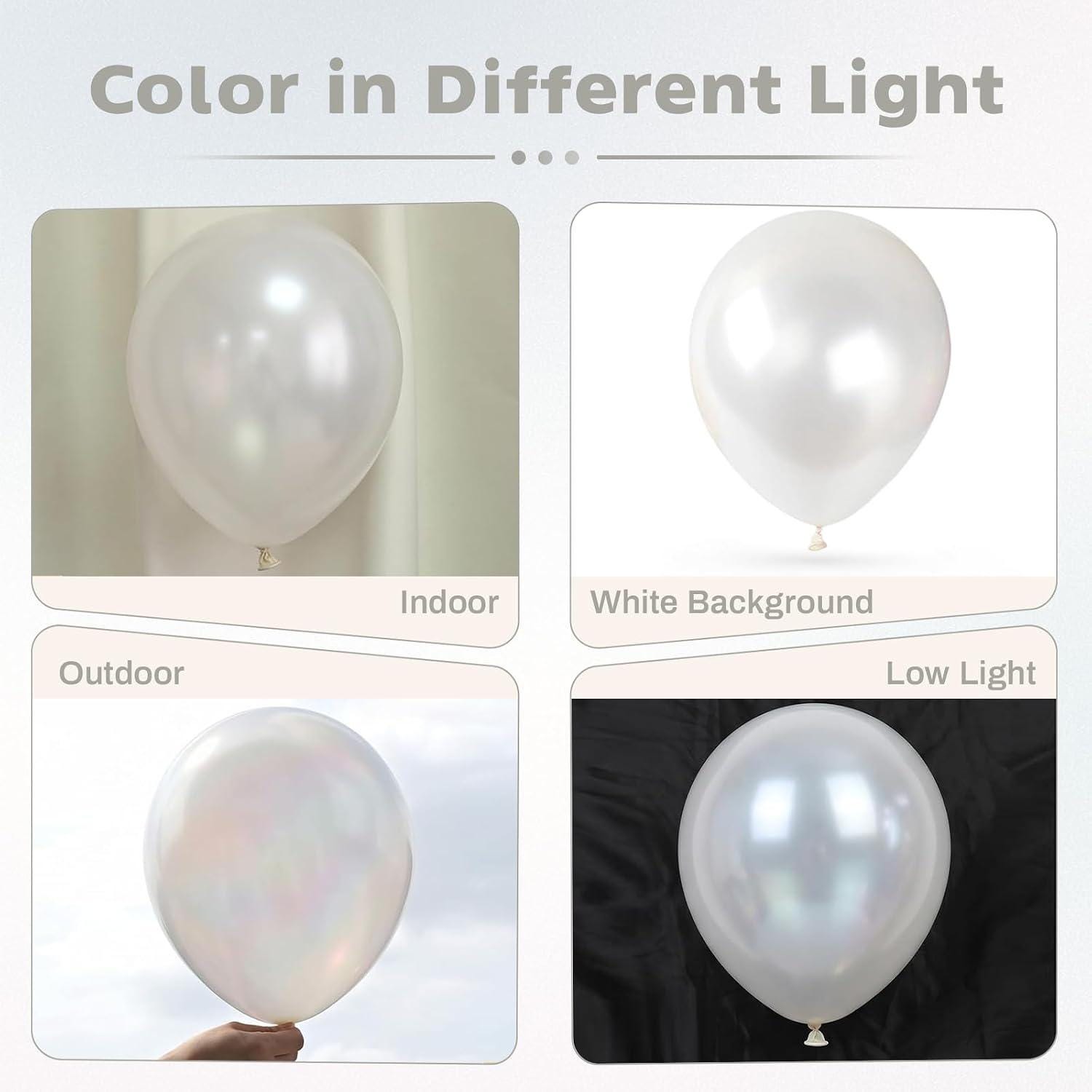 Pearl White Latex Balloons, 12 Inch Pearlescent Party Decoration