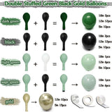 Dark Green Black Gold Balloon Arch Kit, Double Stuffed Sage Olive Garland, Jungle Birthday