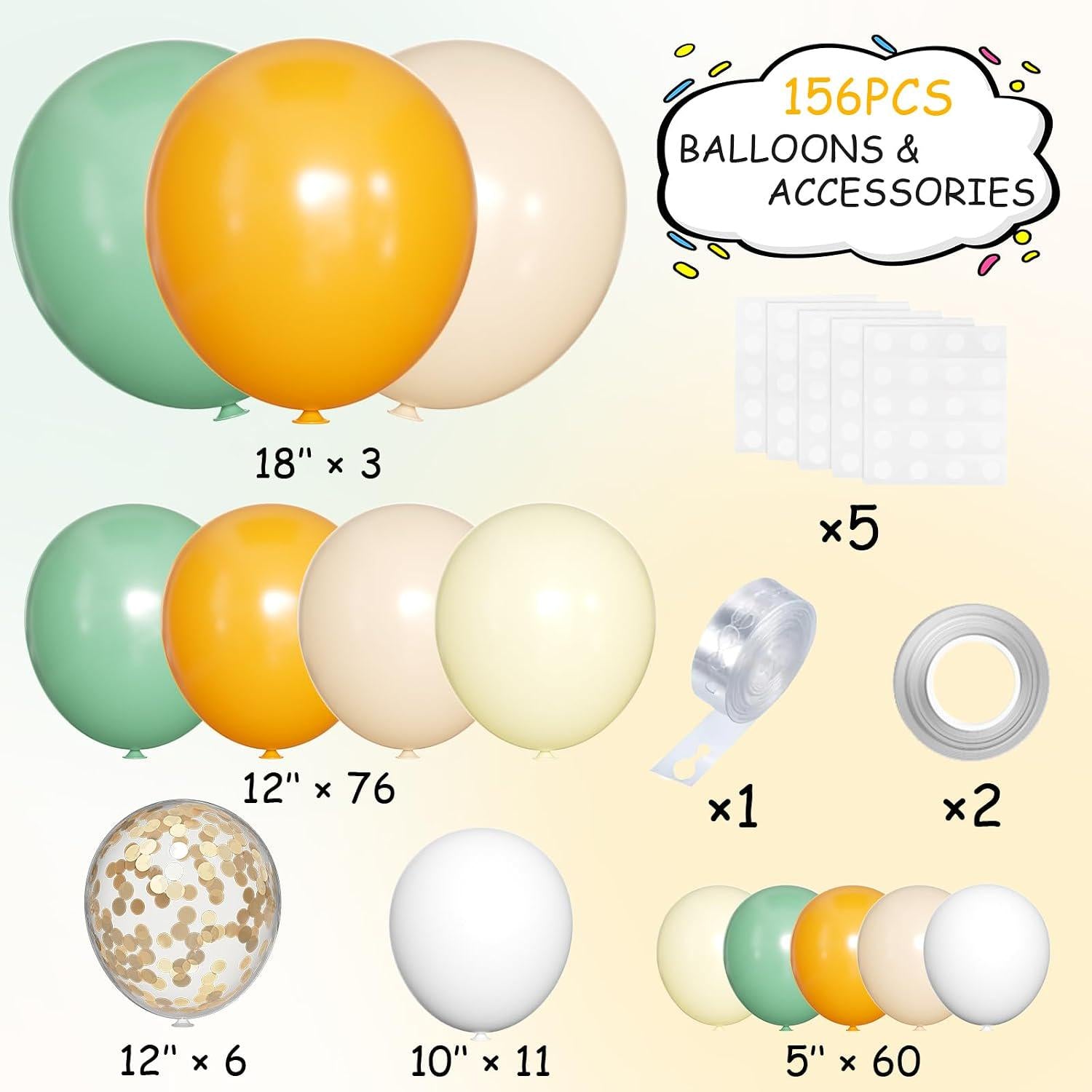 Sage Green Orange Balloon Garland Arch Kit, Pastel Bridal Shower Wedding Decor