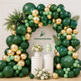 Emerald Hunter Green Gold Balloon Arch Kit, Jungle Safari Party Decor