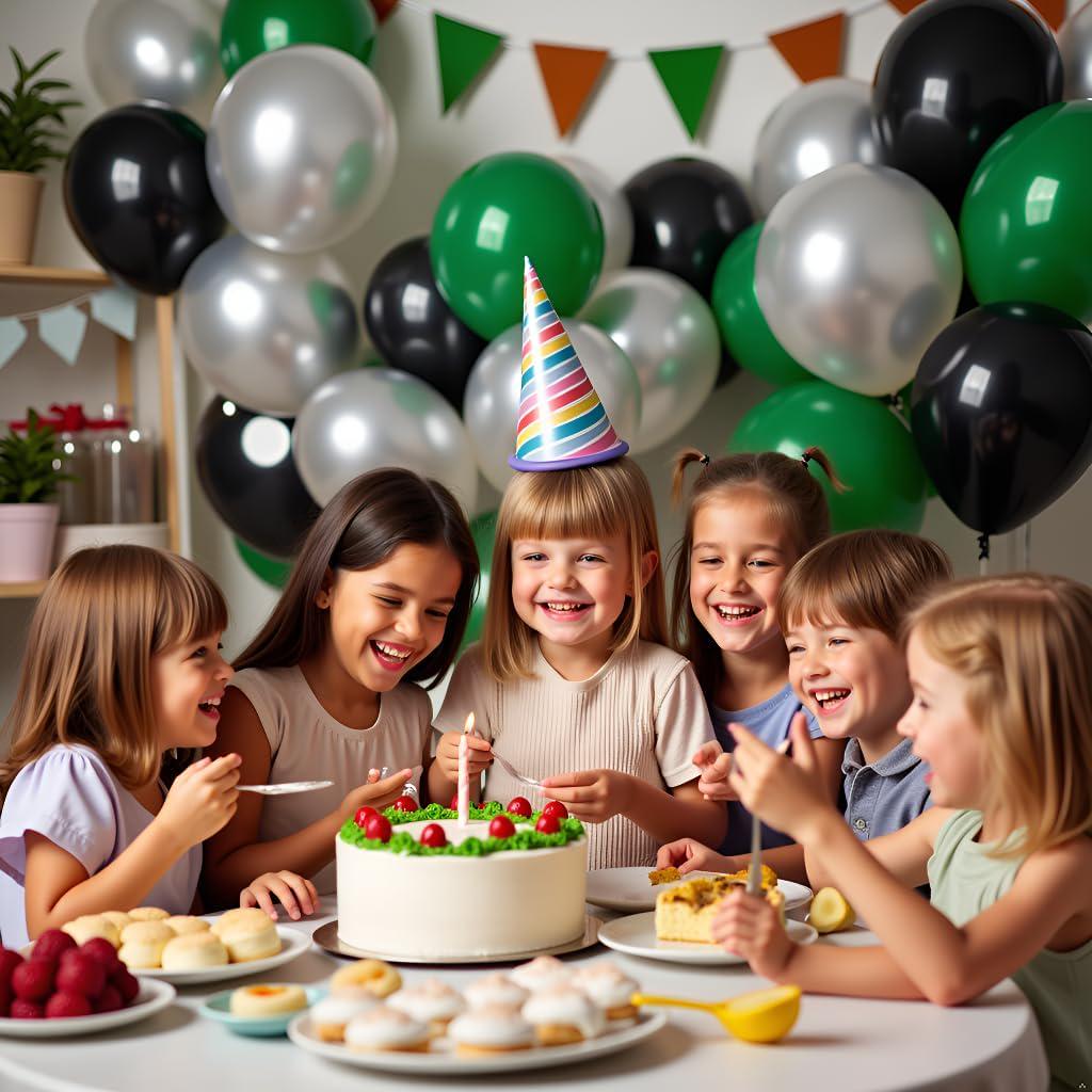 Green Silver Black Balloon Garland Kit, Football Birthday Party Decoration Supplies