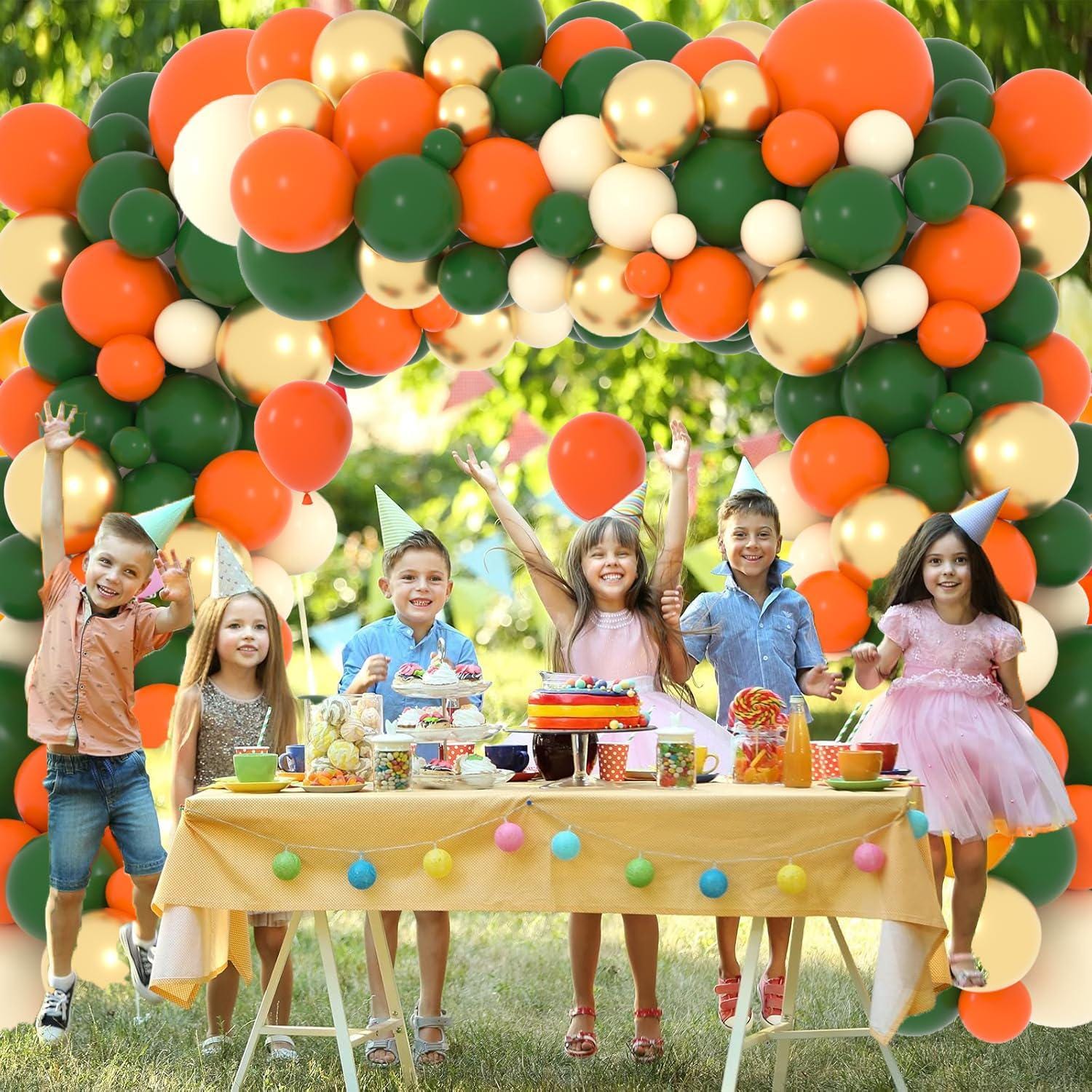 Orange Gold Green Balloon Arch Kit, Metallic Gold Garland, Nude Balloon Baby Shower Wedding Jungle Party Decor