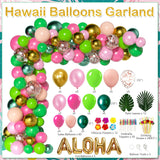 Luau Party Decorations Kit | Tropical Hawaiian Birthday Balloons, Banner, Curtains