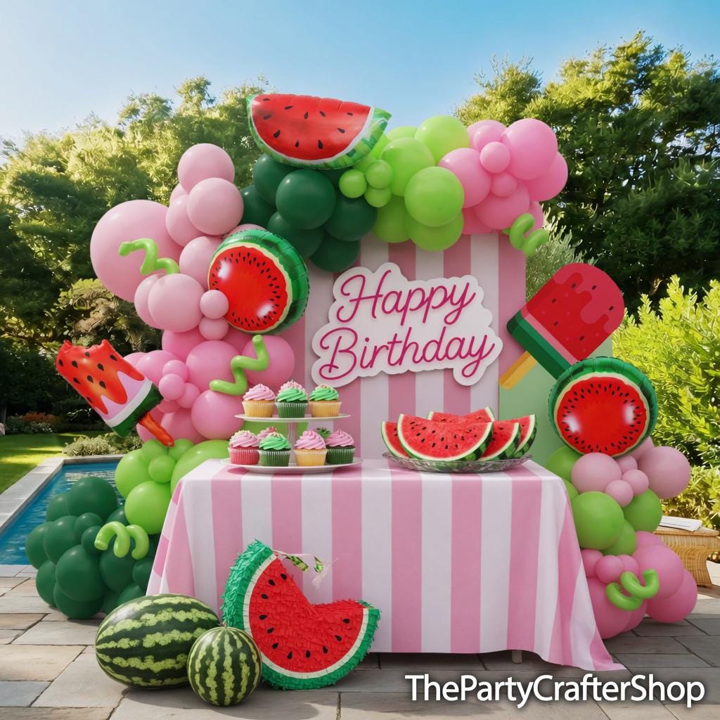 Watermelon Balloon Arch Kit | One in a Melon Birthday Party Decor