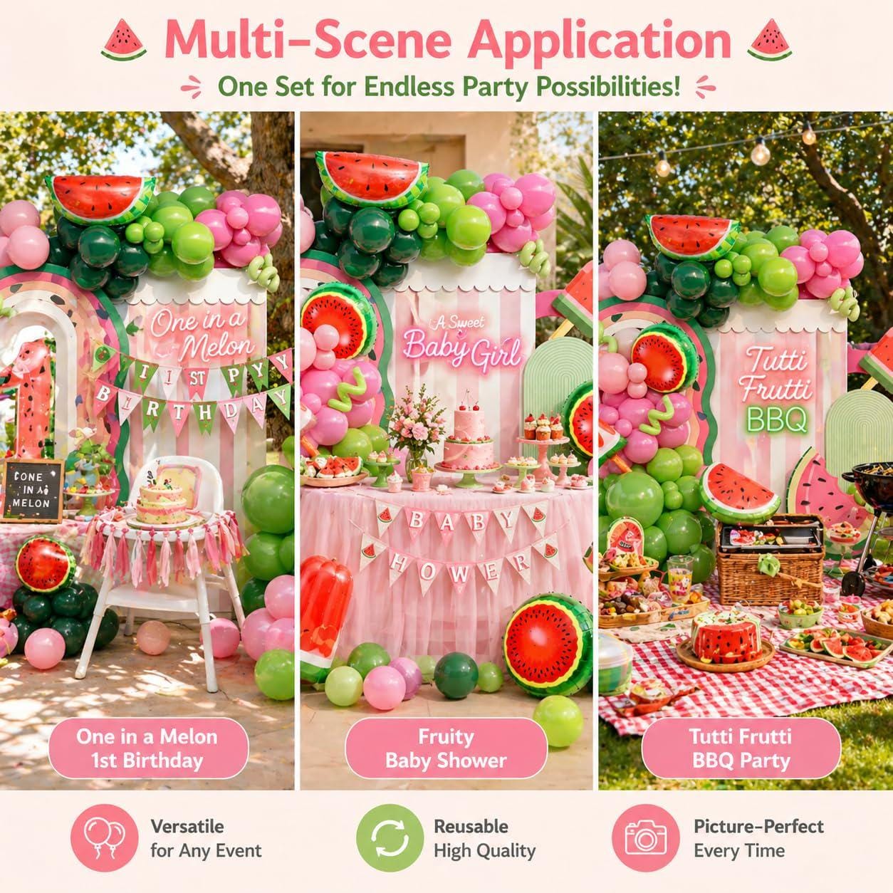 Watermelon Balloon Arch Kit | One in a Melon Birthday Party Decor