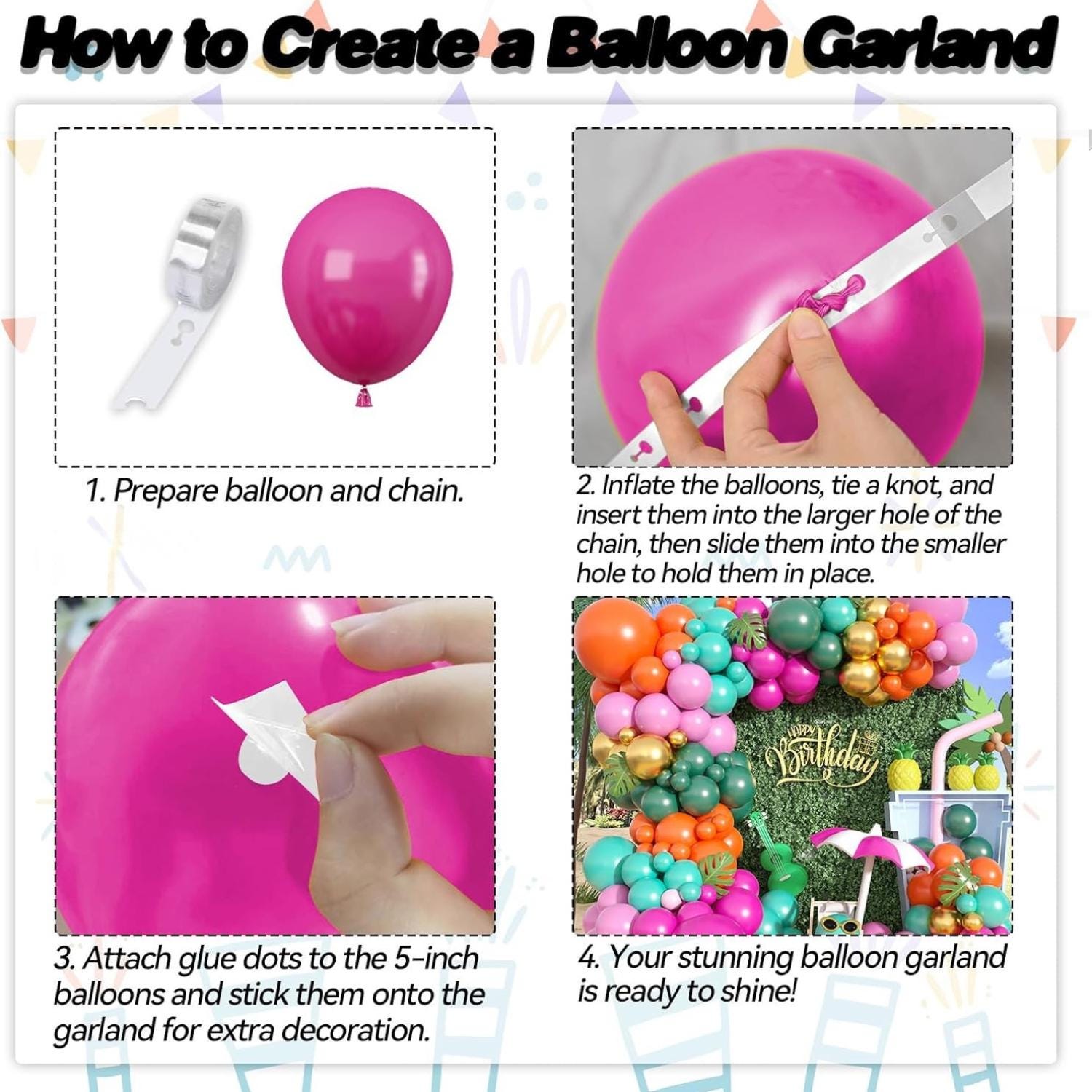 Tropical Balloon Arch Kit | Hawaiian Luau Birthday Garland Decor