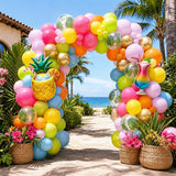 Tropical Balloon Arch Kit | Hawaiian Luau Party Decor, Pineapple, Palm Leaves, Cocktail Balloons