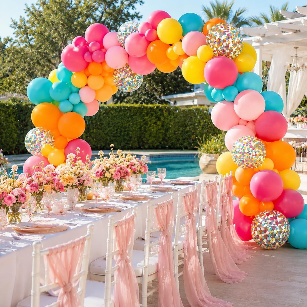 Tropical Balloon Kit | Hot Pink, Orange, Teal, Yellow Party Balloons