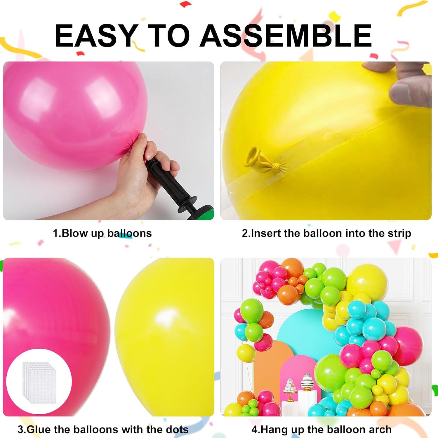 Tropical Balloon Arch Kit | Hot Pink, Orange, Teal, Green, Yellow Party Decor