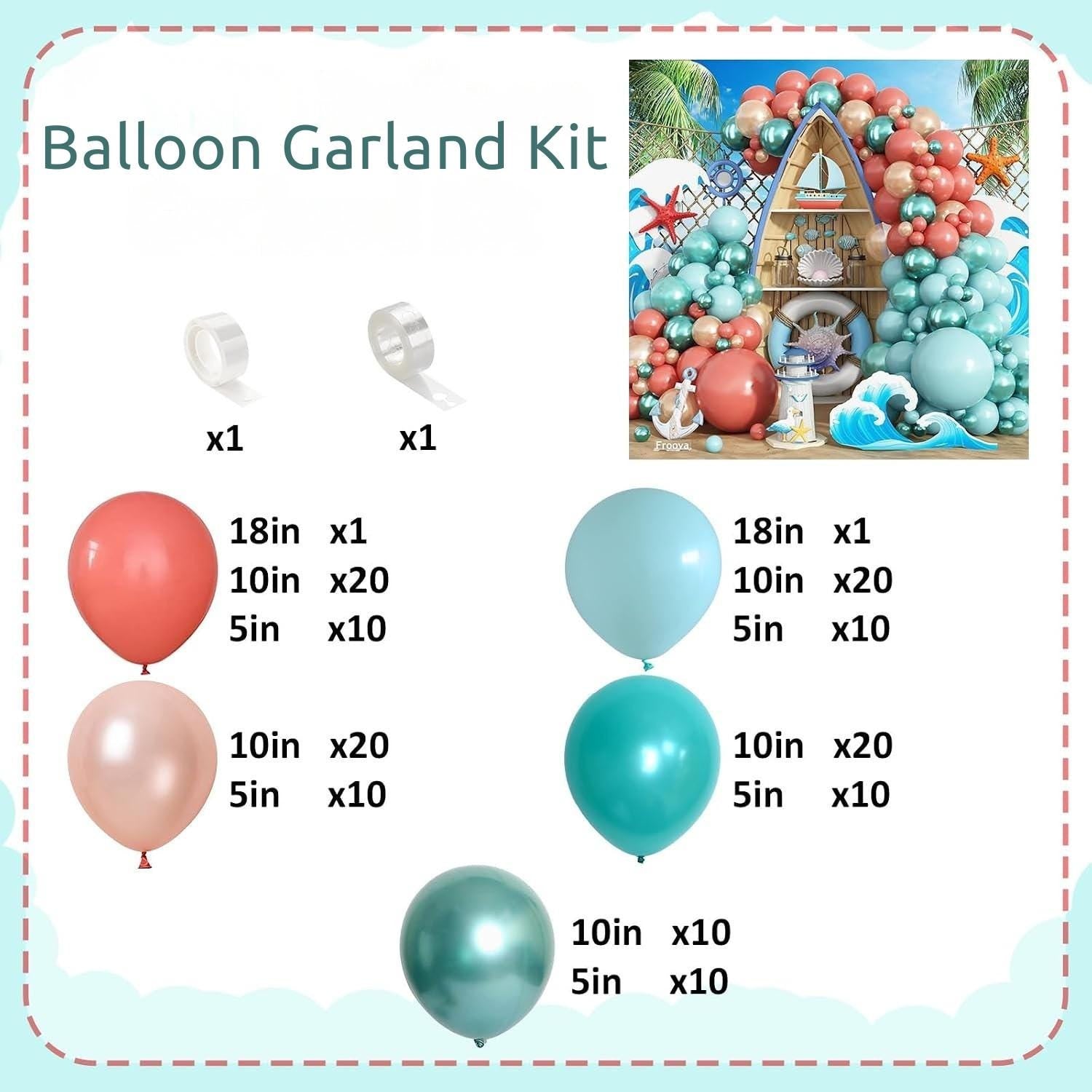 Tropical Balloon Garland Arch Kit | Retro Orange, Aqua, Teal, Blue, Rose Gold Party Decor