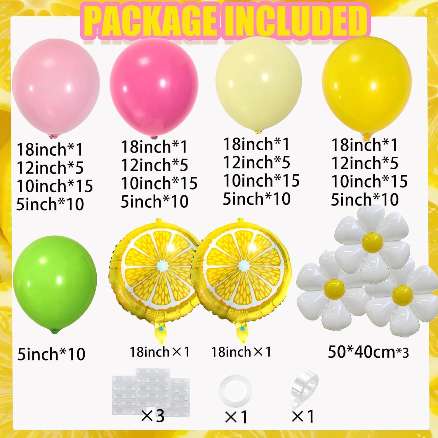 Pink Yellow Lemon Balloon Arch Kit | Lemonade Party Flower Balloons Bridal Shower Summer Birthday