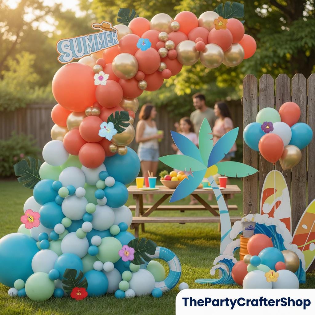 Tropical Hawaiian Balloon Arch Kit | Luau Birthday Party Decorations