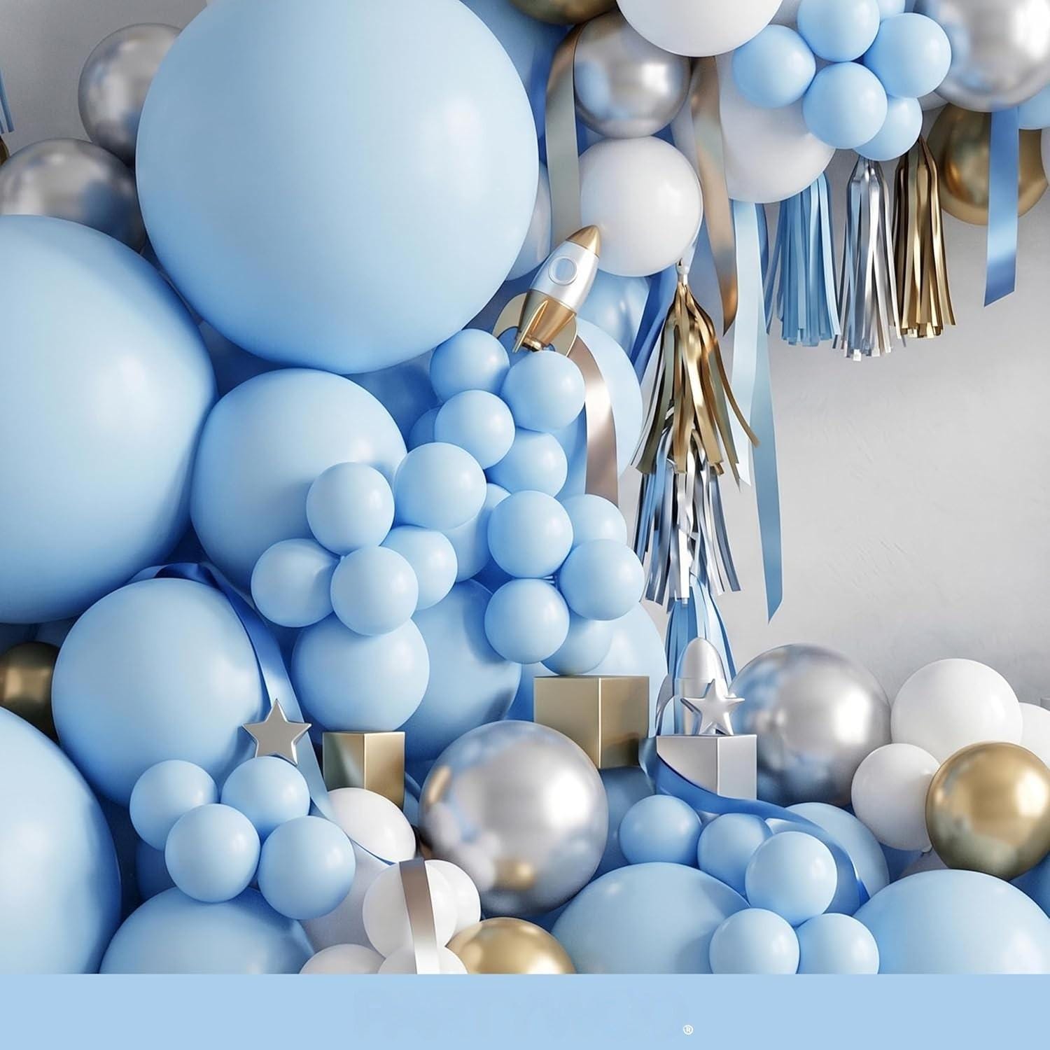 Pastel Sky Blue Balloon Arch Kit | 120pc Party Decor Set