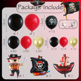 Pirate Balloon Arch Kit | Red, Black, Gold Balloons, Pirate Ship Foil (Party Decor)