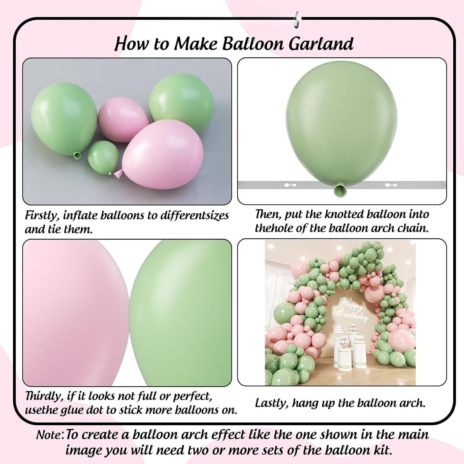 Pink Sage Green Balloon Arch Kit | Gender Reveal Baby Shower Party Decor