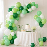 70Pcs Green White Balloon Set, Latex Balloons for Birthday Jungle Party Decorations