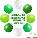 70Pcs Green White Balloon Set, Latex Balloons for Birthday Jungle Party Decorations