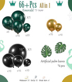 Emerald Green Black Gold Balloon Arch Kit | Luxury Tropical Luau Birthday Decor