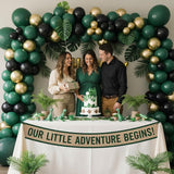 Emerald Green Black Gold Balloon Arch Kit | Luxury Tropical Luau Birthday Decor