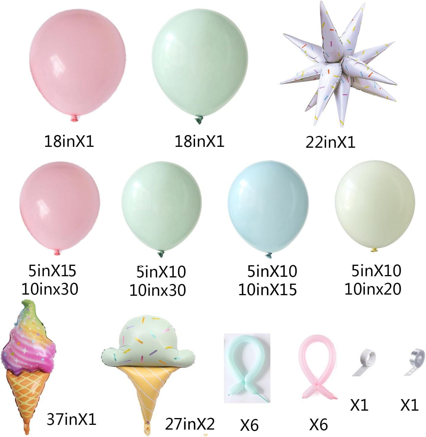 Ice Cream Balloon Arch Kit | Pastel Pink Green Candyland Birthday Party Garland