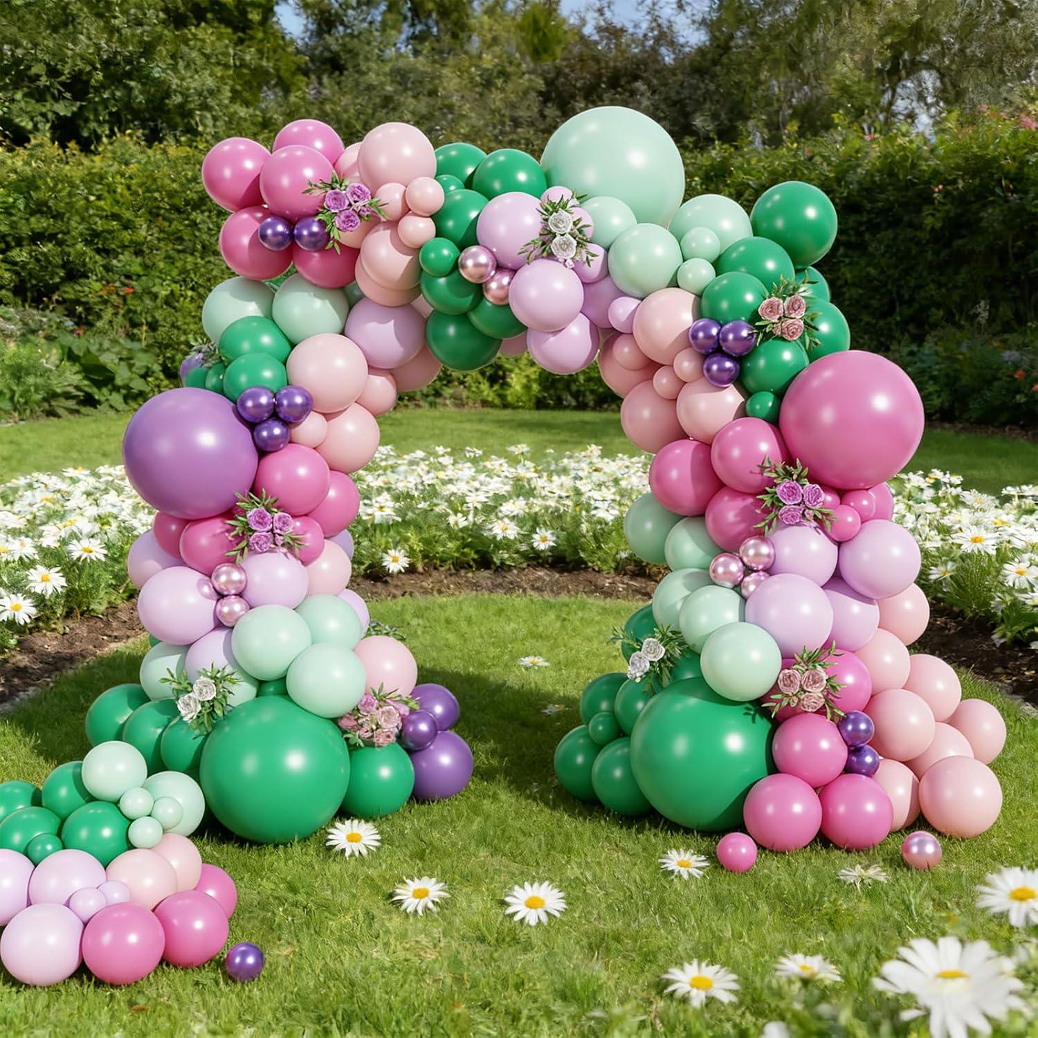 Pink Green Purple Balloon Arch Garland Kit | Baby Shower Safari Tropical Party Decorations
