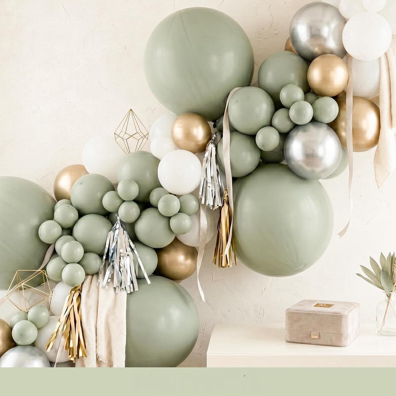 Sage Green Balloon Arch Kit | Dusty Boho Balloons for Wedding, Birthday, Jungle Party