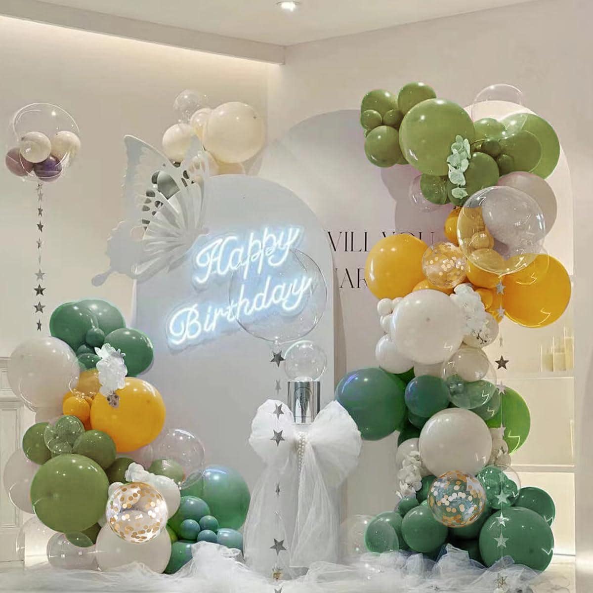 Sage Green Yellow Balloon Arch Kit | Honey Bee Baby Shower, Birthday Decor
