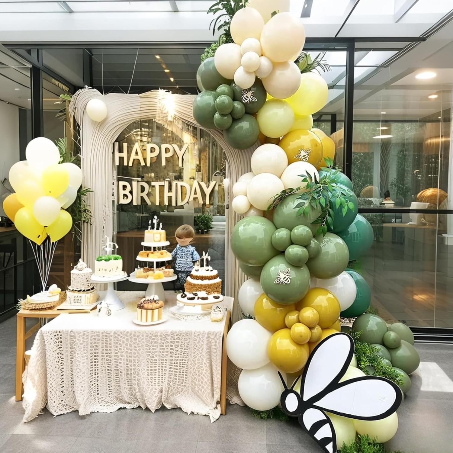 Sage Green Yellow Balloon Arch Kit | Honey Bee Baby Shower, Birthday Decor