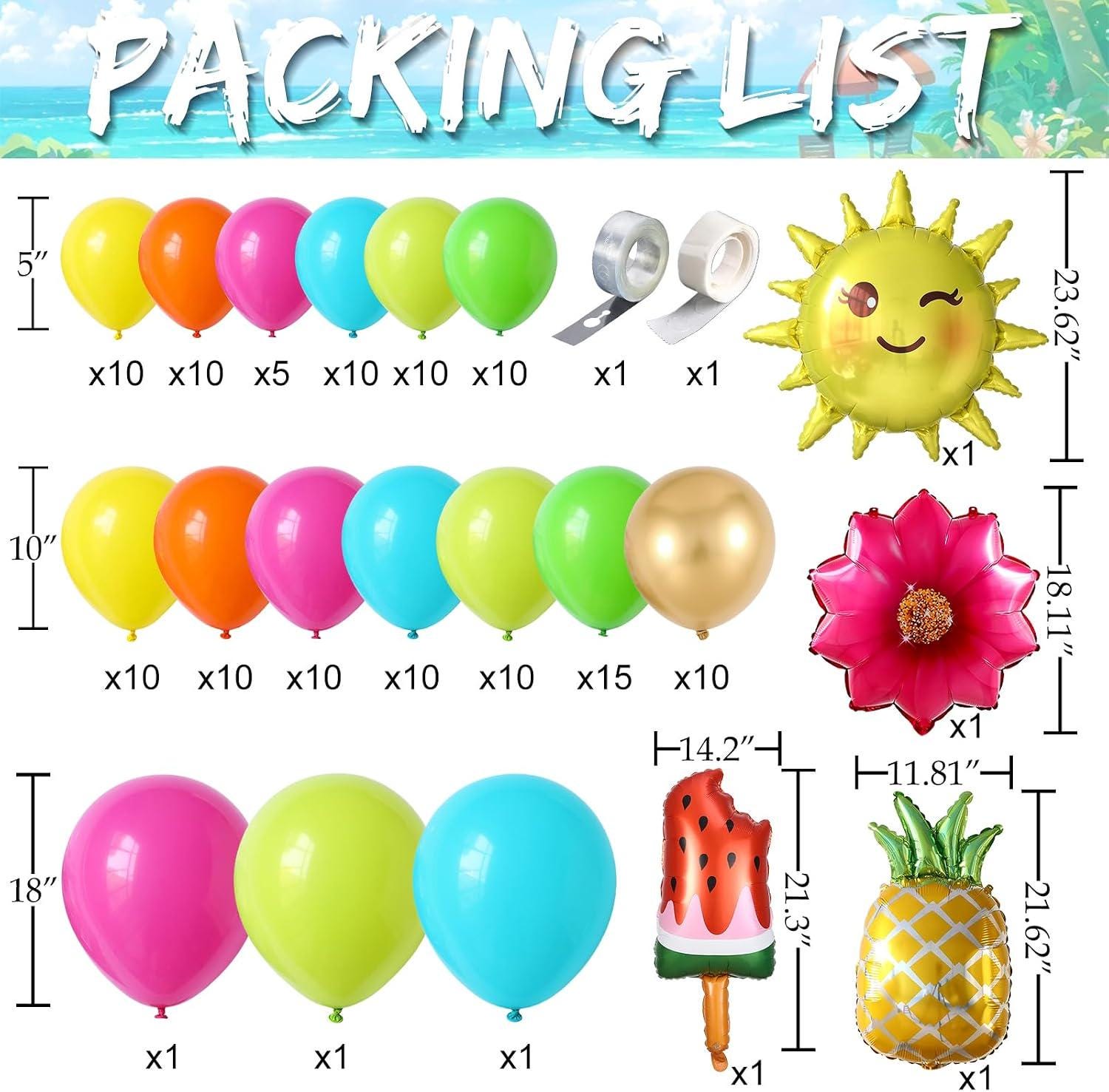 Tropical Balloon Arch Kit | Hot Pink, Green, Gold Luau Party Decor