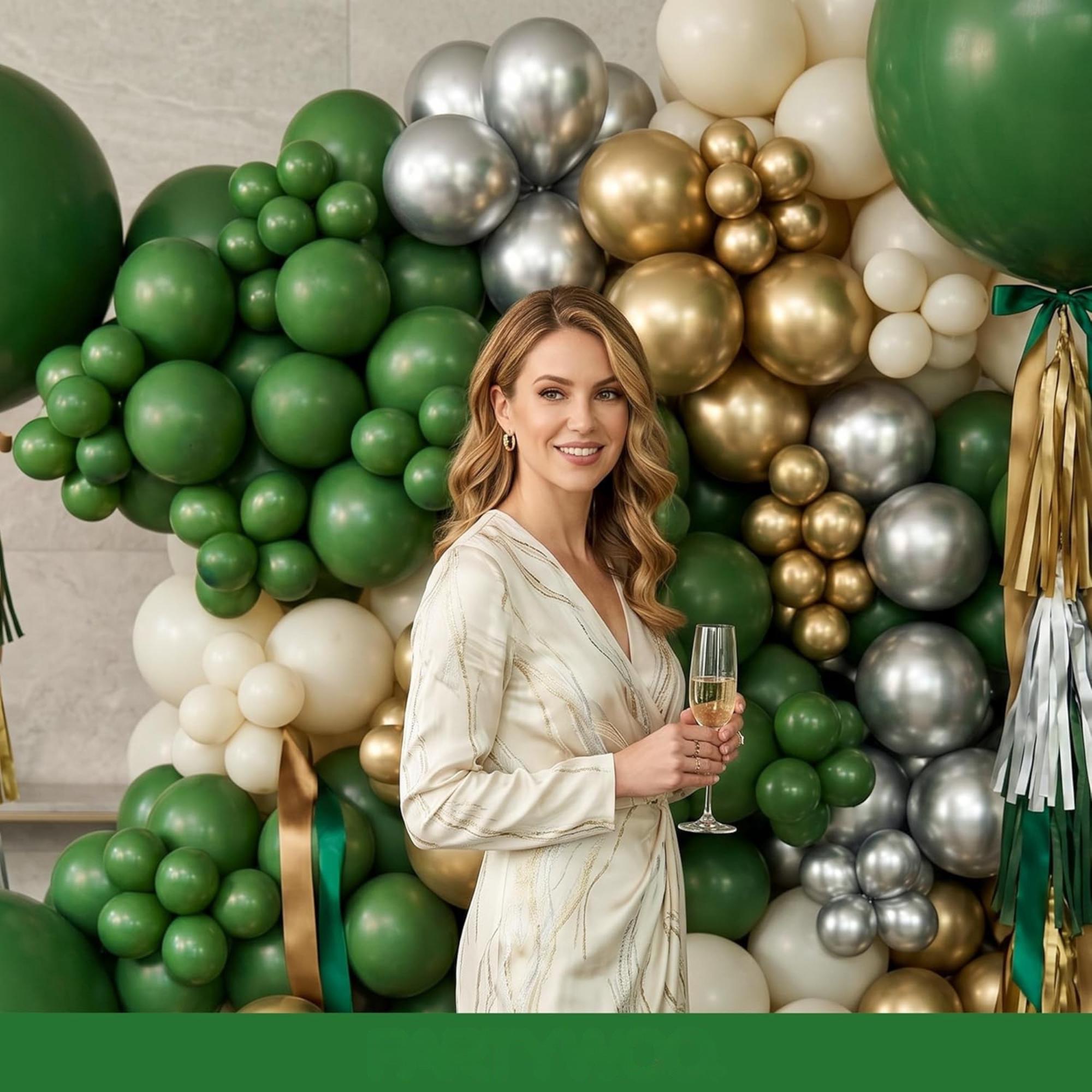 Dark Green Balloon Arch Kit, Emerald Hunter Forest Garland, Birthday Party Decor