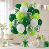 Green Balloon Set, Lime, Dark Green, White Confetti Party Decor