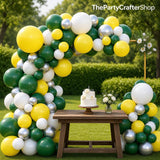 Retro Green Yellow White Silver Balloon Arch Garland Kit, Party Decoration